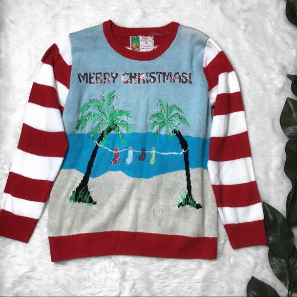 Uglycute Christmas Sweater Palm Trees 